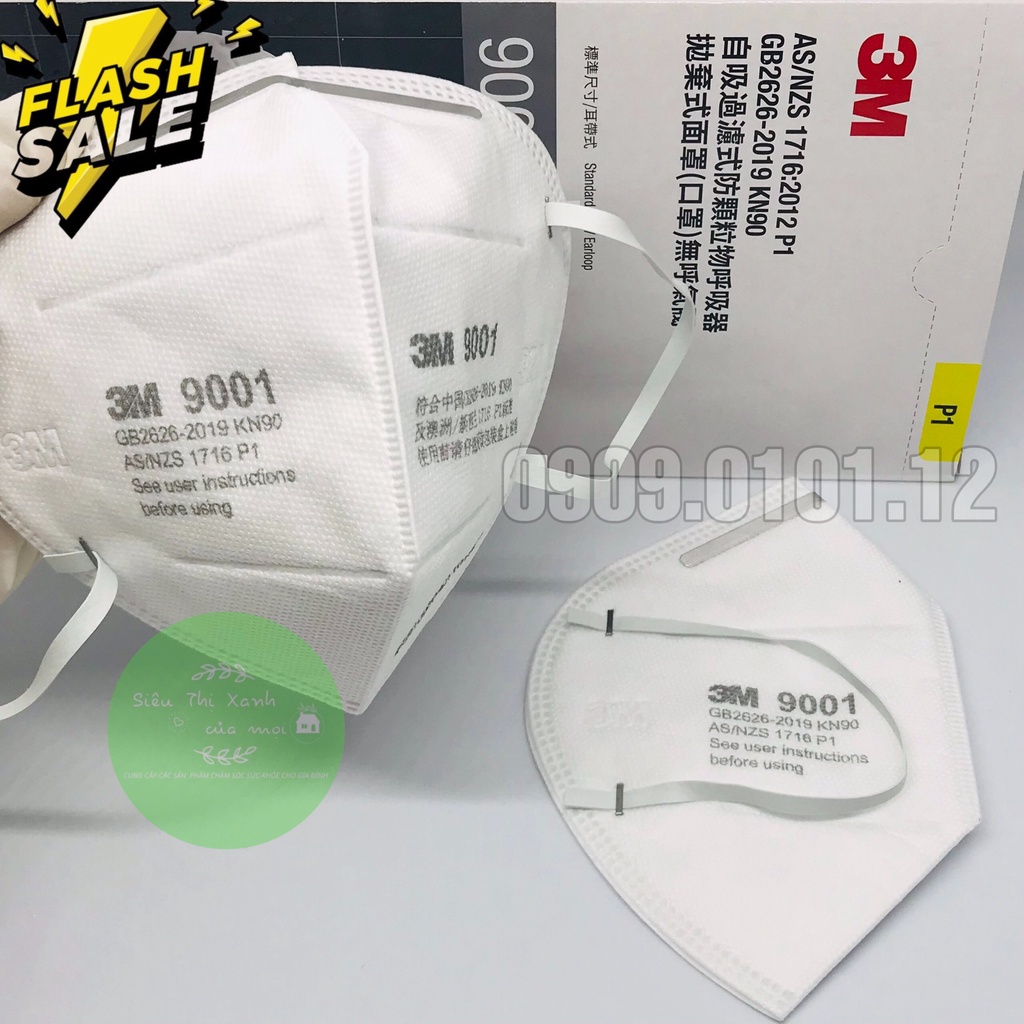 khẩu trang 3m chính hãng 9001 - 9001v - 9002, khẩu trang n95 cao cấp đạt chuẩn kn90 AS/NZS P1 (1 cái)
