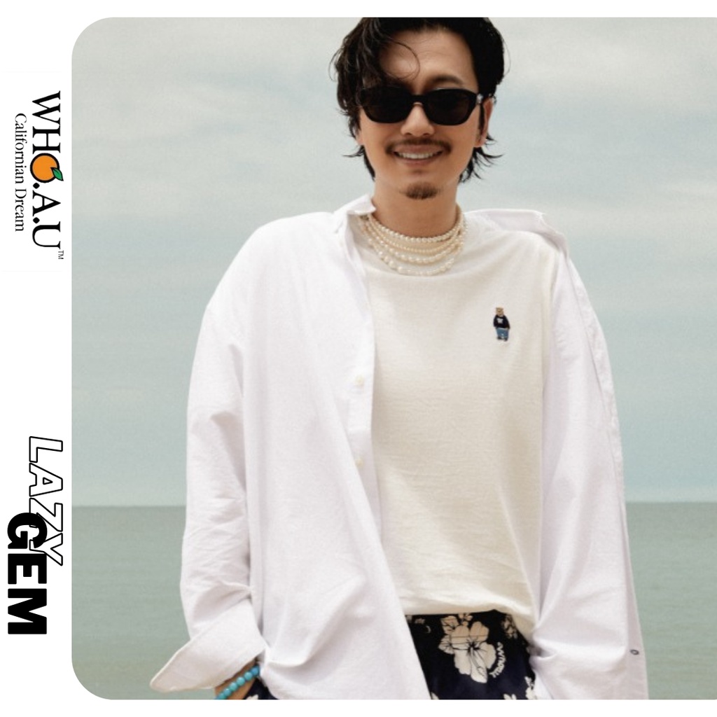 Áo Thun Gấu Logo Thêu Basic Who.A.U - Chính Hãng 100% HÀN QUỐC