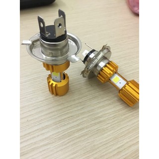 Đèn Led xe máy trợ sáng 3 mặt led 3 chân cắm H4 xe wave,Ex đi đêm cực sáng