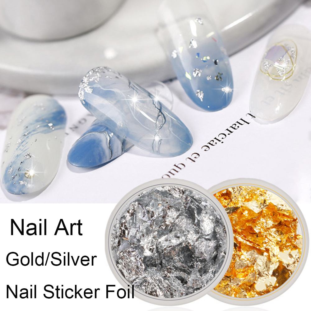 Lá kim loại sequin trang trí móng tay thủ công
