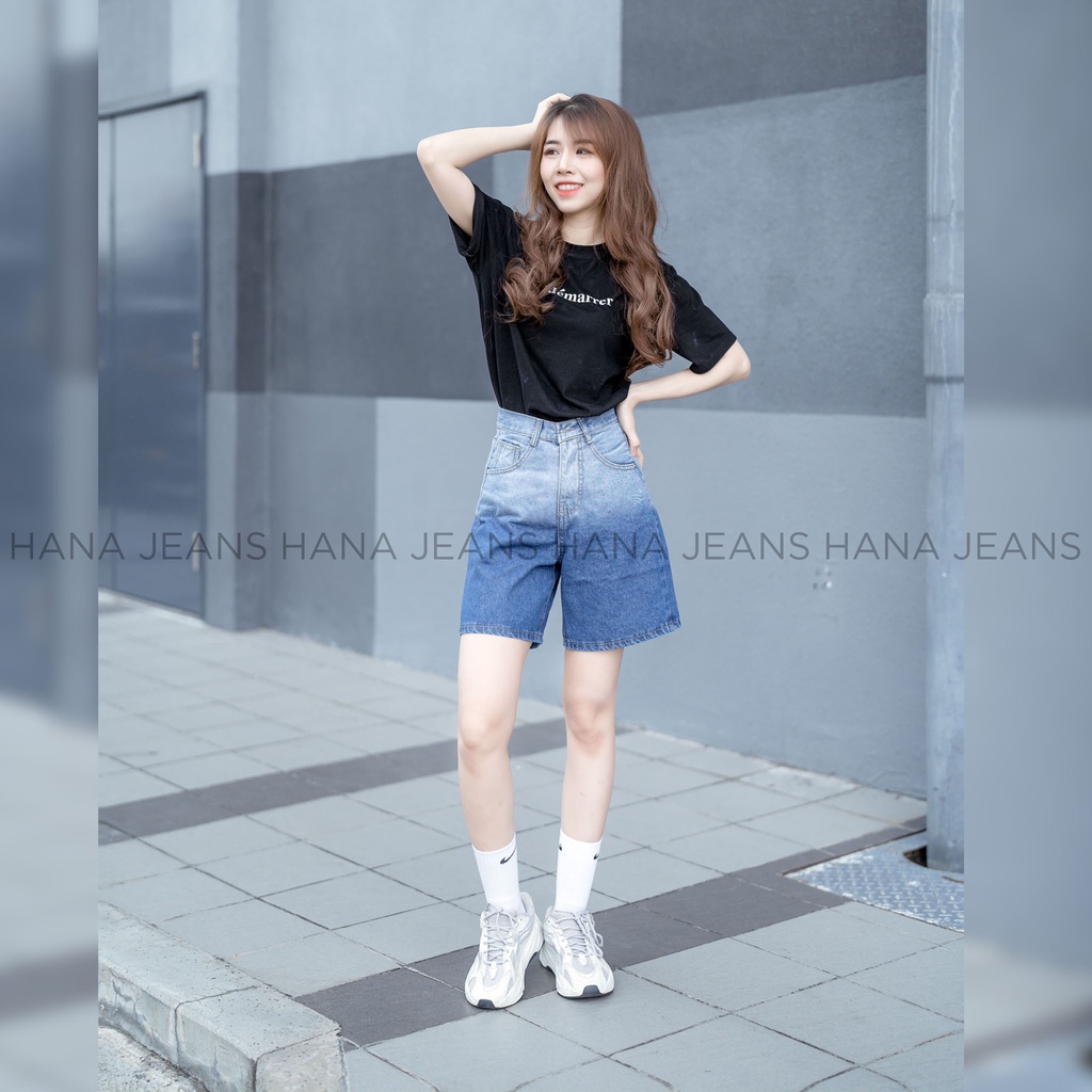 Quần Jean Lững Ống Rộng, Quần Sọt 2 Túi Kiểu Hình ảnh thật