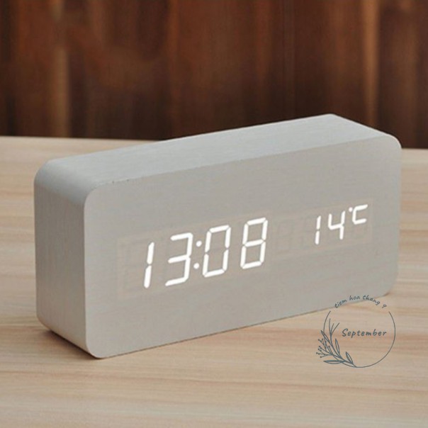 🖤FREESHIP🖤 Đồng hồ để bàn LED giả gỗ hình chữ nhật trang trí nhà hiện đại, tiện lợi