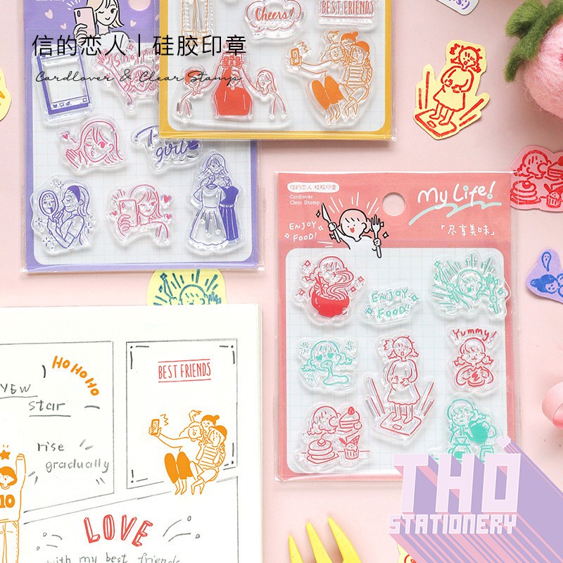 Con Dấu Nhựa Clear Stamp  CardLover - My Life ! Bộ Con Dấu Dễ Thương Phụ Kiện Trang Trí Sổ Bullet Journal