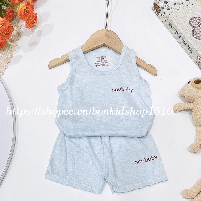 Bộ ba lỗ Noubaby cho bé trai và bé gái sơ sinh 3-13kg, hàng cotton đẹp - BO55