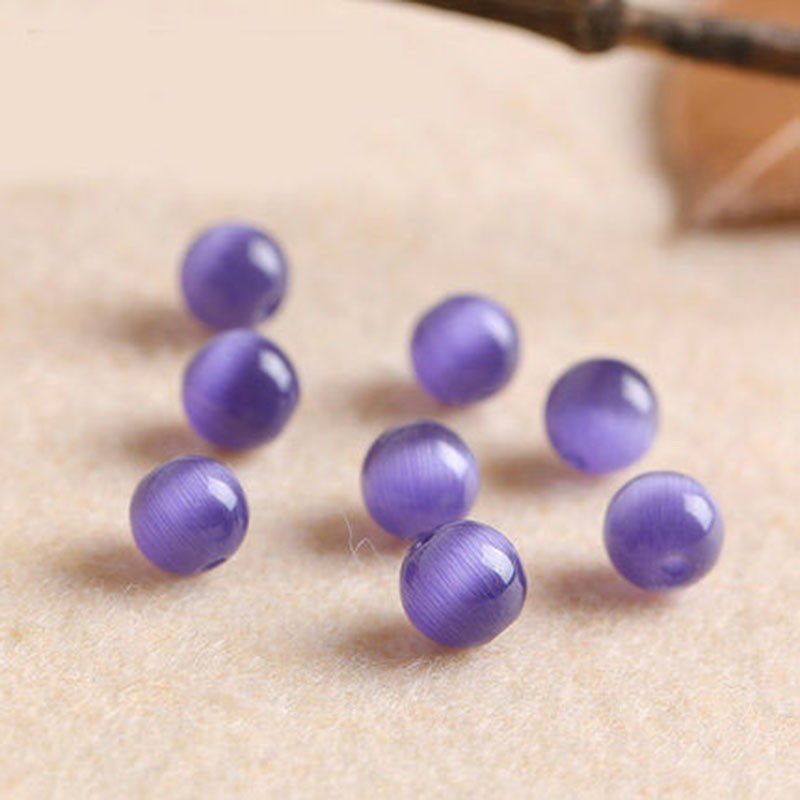 4a màu tím tự nhiên mắt mèo opal pha lê chính hãng thạch anh đơn hạt trang sức tự làm