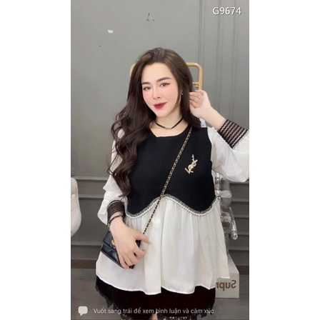 ÁO ZIP PHỐI SƠ MI DÁNG BBD TẶNG KÈM TAG ĐÁ YSL SANG CHẢNH