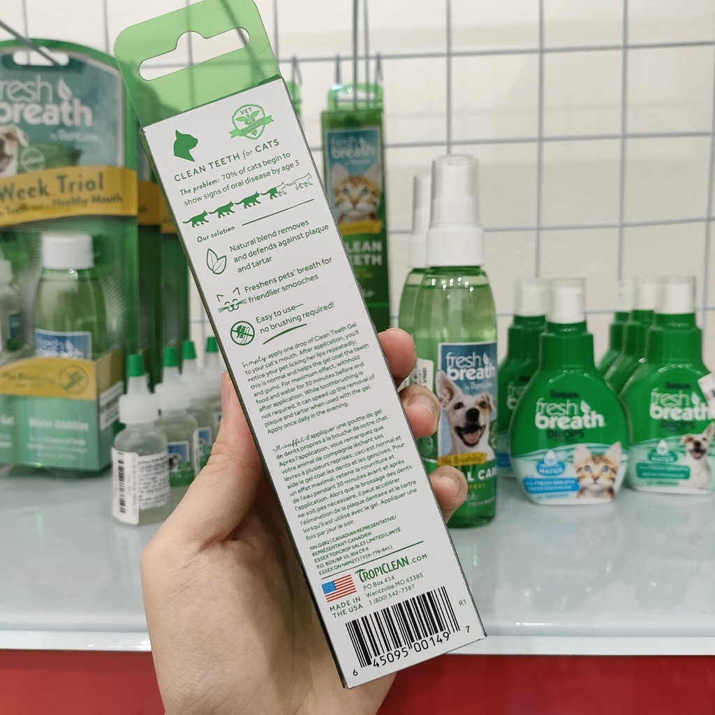 59ml - FRESH BREATH GEL LÀM SẠCH RĂNG MIỆNG CHO CHÓ MÈO - CLEAN TEETH ORAL CARE GEL