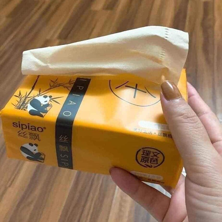 Giấy ăn gấu trúc SIPIAO mềm mịn không tẩy trắng, khăn giấy khô gấu trúc dạng rút mini bỏ túi đa năng tiện dụng