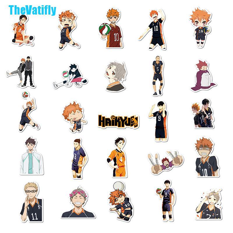 Bộ 52 Miếng Dán Trang Trí Hình Anime Haikyu Dễ Thương