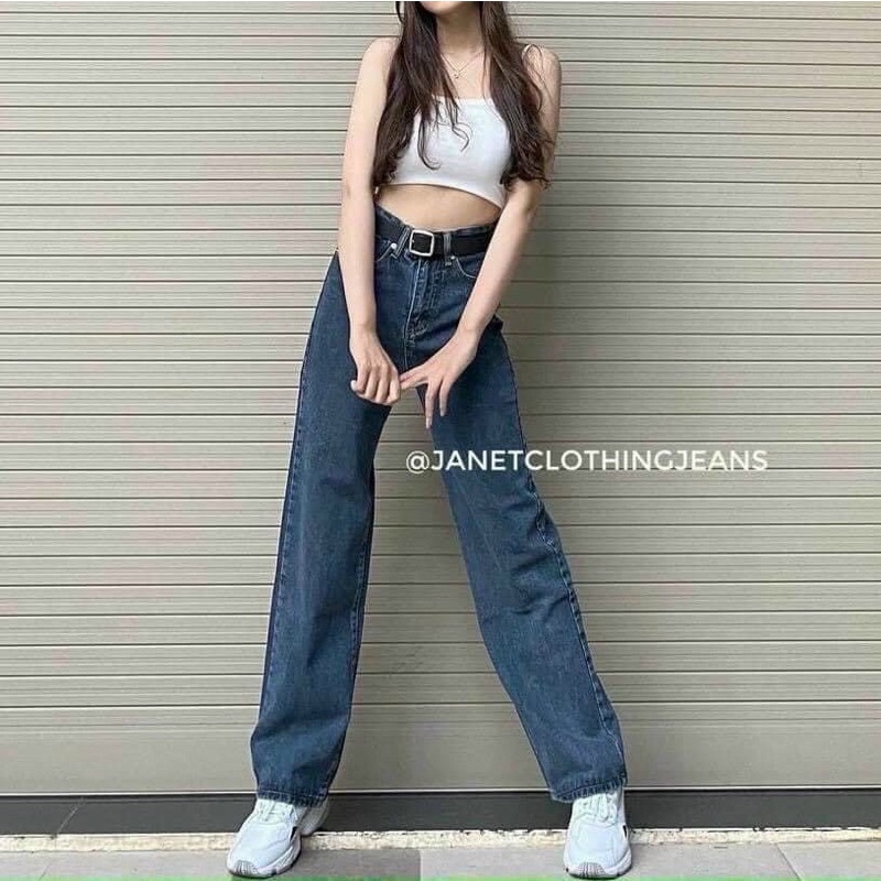 QUẦN JEANS ỐNG RỘNG LƯNG CAO