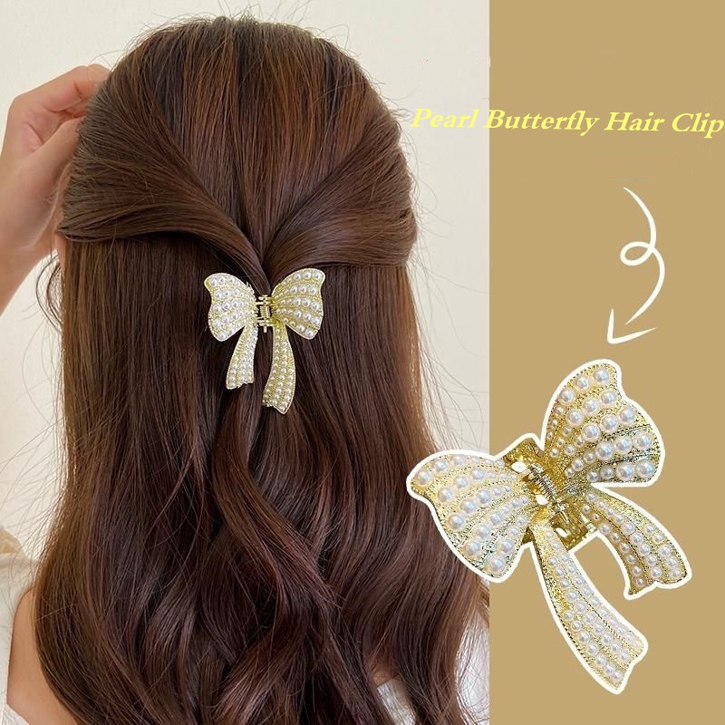 Kẹp Tóc Hình Bướm Đính Ngọc Trai Thời Trang