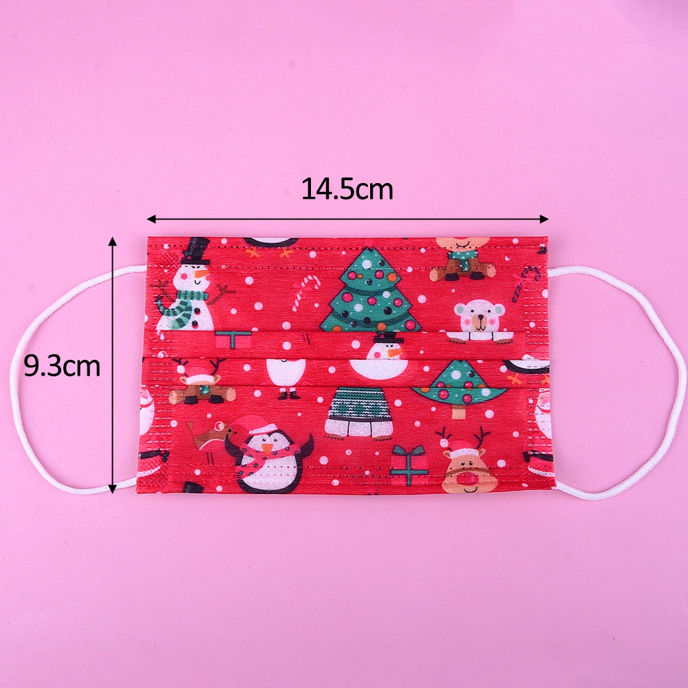 Set 10 khẩu trang họa tiết giáng sinh dùng một lần thoáng khí bảo vệ cho trẻ