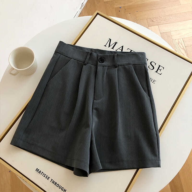 COZOKC COZOK Quần Đùi Lưng Cao Ống Rộng Kiểu Dáng Hàn Quốc Hợp Thời Trang