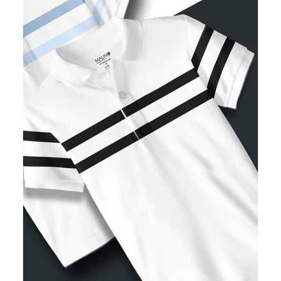 Áo Polo Nam-AC109- Áo Phông Cổ Bẻ Phối Kẻ Ngang Trước Ngực Kiểu Dáng Suông Tay Bo Chất Cotton Cá Sâu Cao Cấp | BigBuy360 - bigbuy360.vn