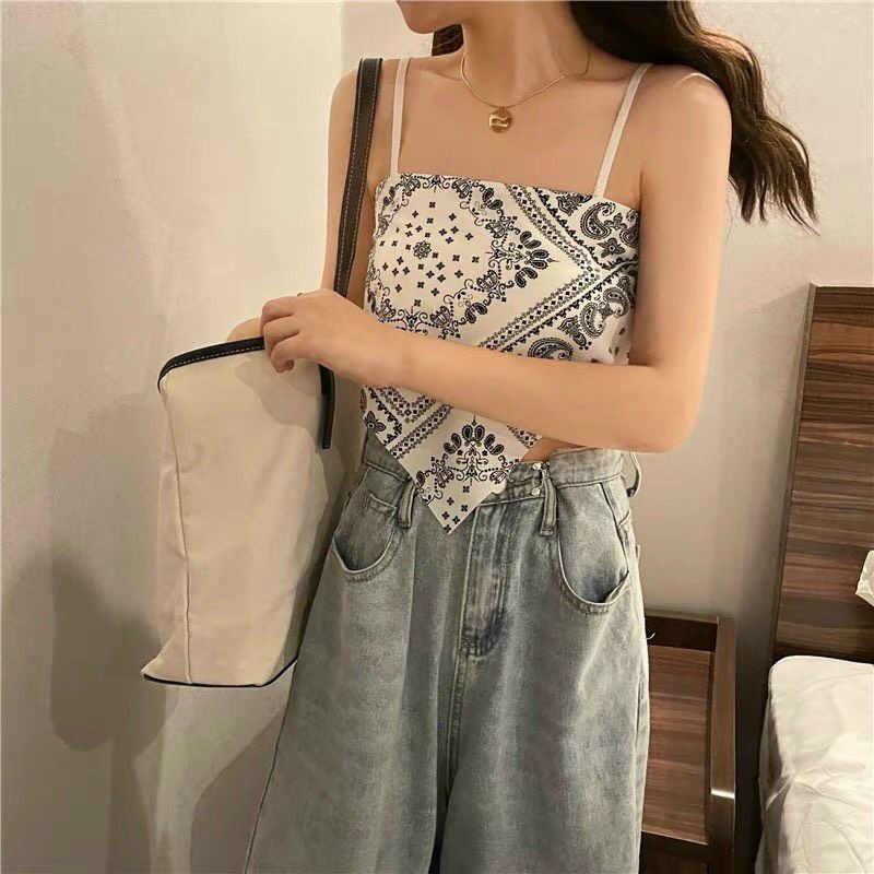 MÃ TONGB6 giảm 5k ĐƠN 199k⚡Áo 2 dây bún thổ cẩm ⚡Croptop nữ khăn yếm thun bozip có giãn 4 chiều sexy ,gợi cảm tôn dáng