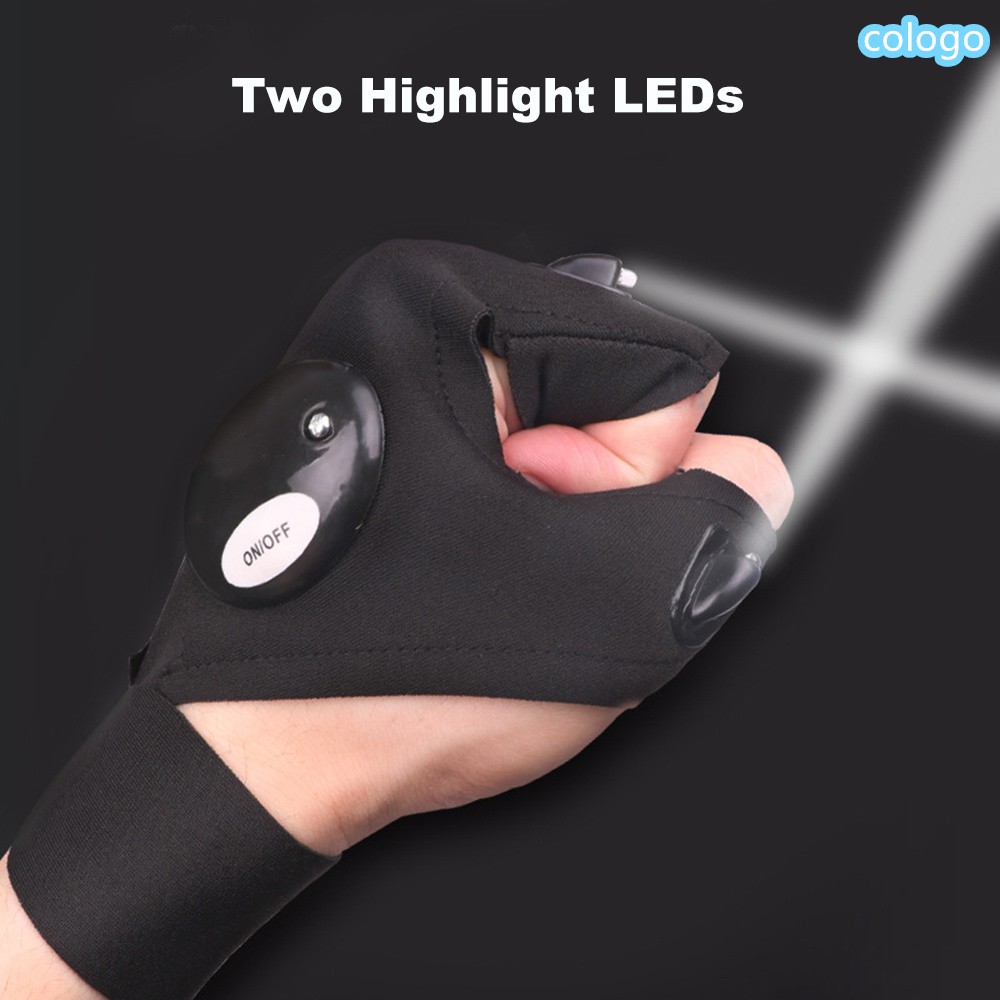 Găng tay có 2 ngón hở gắn đèn LED dùng khi đi dã ngoại tiện dụng | BigBuy360 - bigbuy360.vn