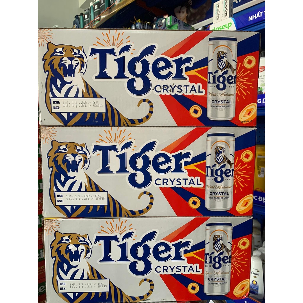 [HỎA TỐC] Thùng 24 lon bia Tiger Crystal bạc 330ml