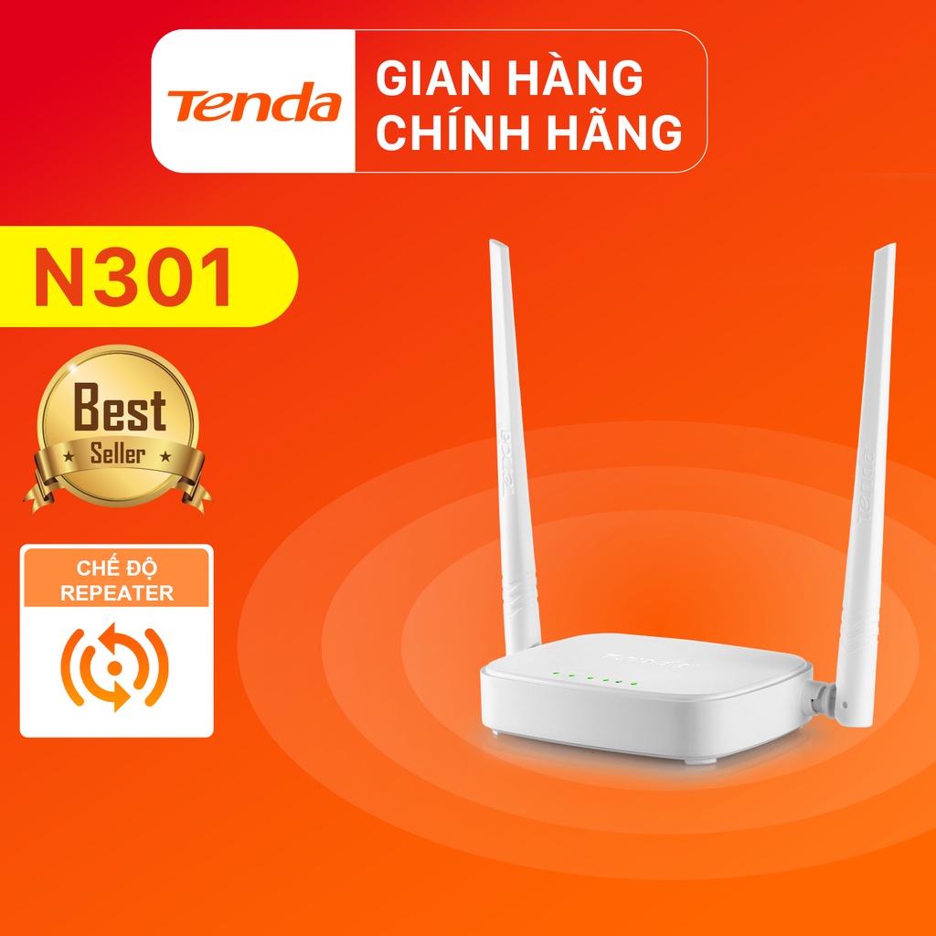 Tenda Thiết bị phát Wifi N301 Chuẩn N 300Mbps - Hãng phân phối chính thức