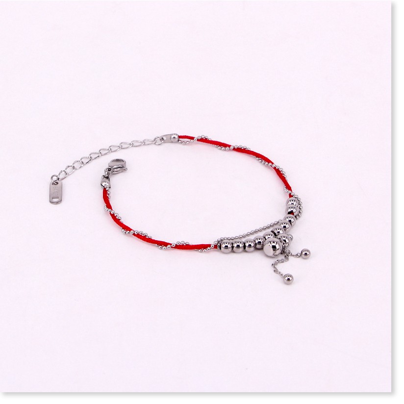 Vòng tay lắc tay nữ titan phối chỉ đỏ hồ lôS1-311 - CAM KẾT KHÔNG GỈ, KHÔNG BAY MÀU - BẢO HÀNH 12 THÁNG