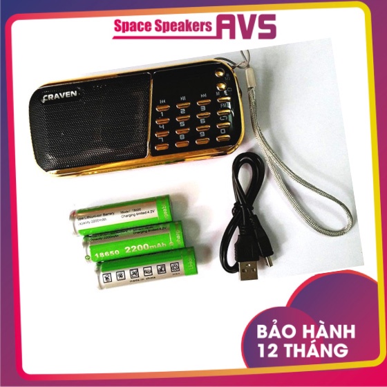 Loa đài Craven nghe thẻ nhớ, USB, FM, Máy nghe nhạc mini Tắm Ngôn Ngữ Caraven CR 853 3 Pin