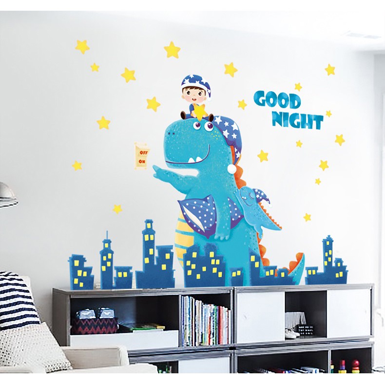 Decal dán tường Khủng long tắt đèn A54 - Decal dán tường Hàn Quốc | BigBuy360 - bigbuy360.vn