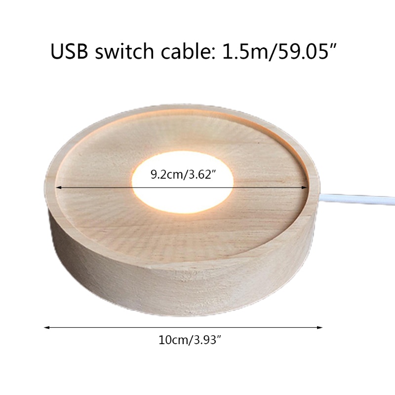 Đế tròn bằng gỗ có đèn LED dùng trưng bày pha lê đẹp mắt