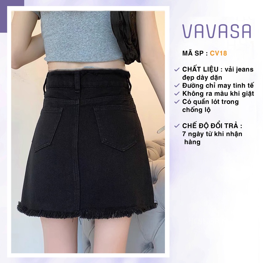 Chân váy Jeans ngắn chữ a lưng cao công sở bigsize VAVASA CV18 | BigBuy360 - bigbuy360.vn