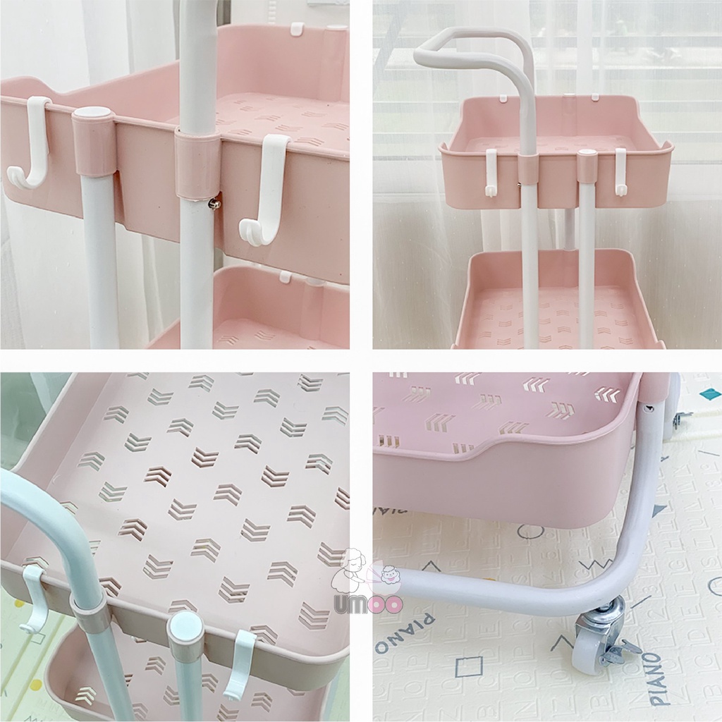 Kệ Đa Năng UMOO 3 Tầng Chắc Chắn, Thiết Kế Bánh Xe Quay 360 Độ Giúp Di Chuyển Linh Hoạt, Phù Hợp Với Mọi Không Gian