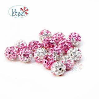 Hạt châu gắn pha lê màu hồng loang