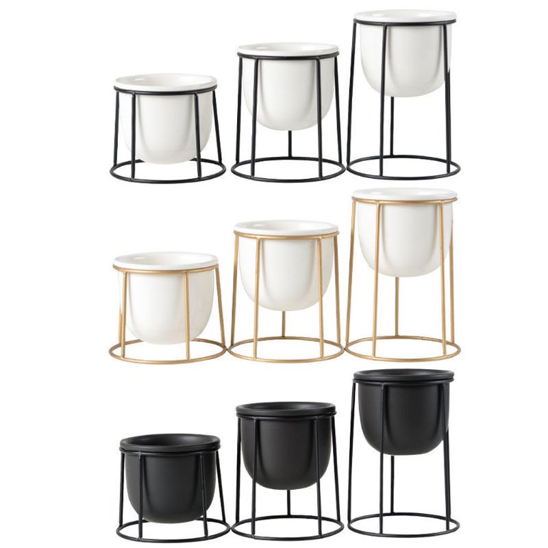 Giá Đỡ Chậu Hoa Bằng Sắt Hình Tròn Phong Cách Bắc Âu