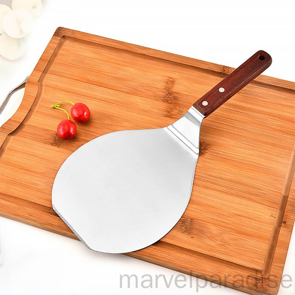 Dụng cụ làm bánh pizza hình tròn bằng thép không gỉ tay cầm gỗ