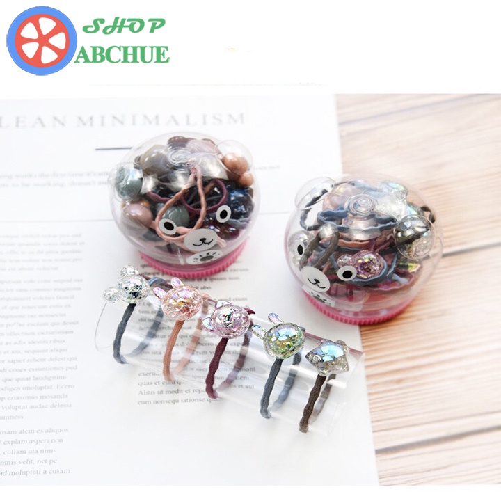 Dây chun buộc tóc cho bé gái hộp Gấu 20 chi tiết phong cách Hàn Quốc đáng yêu