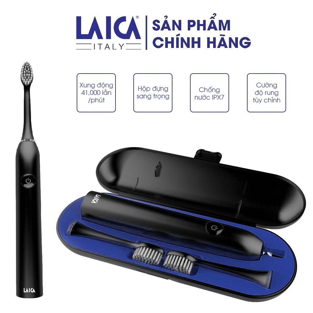 Bàn chải điện siêu âm LAICA PC4004 - Sạc pin - Kèm hộp đựng sang trọng