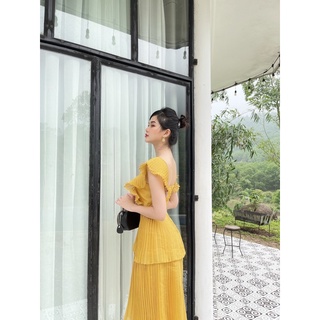 Váy maxi tầng xếp ly