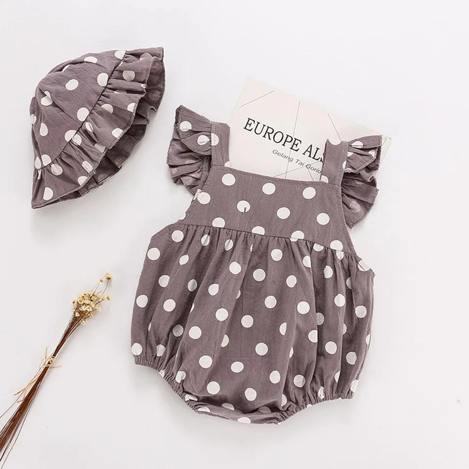 Bộ sơ sinh cho bé BabyGao Body kèm mũ họa tiết chấm bi cho bé gái hàng xịn sò nhé các mom