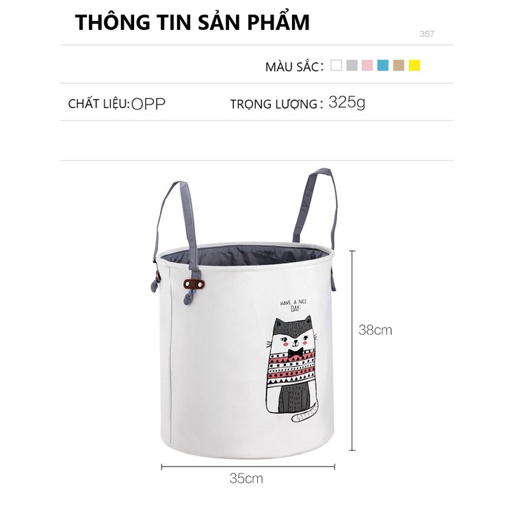 Giỏ vải Oxford đựng quần áo đa năng gấp gọn phong cách Châu Âu họa tiết hoạt hình