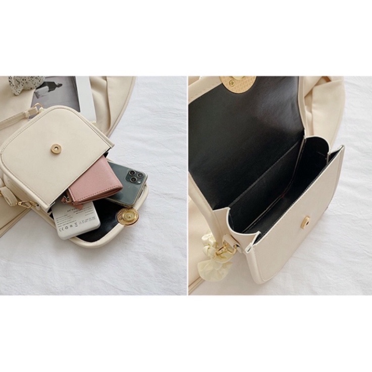 Túi đeo chéo nữ đẹp da mềm, túi xách nữ đeo chéo thời trang khoá tròn cute đi chơi