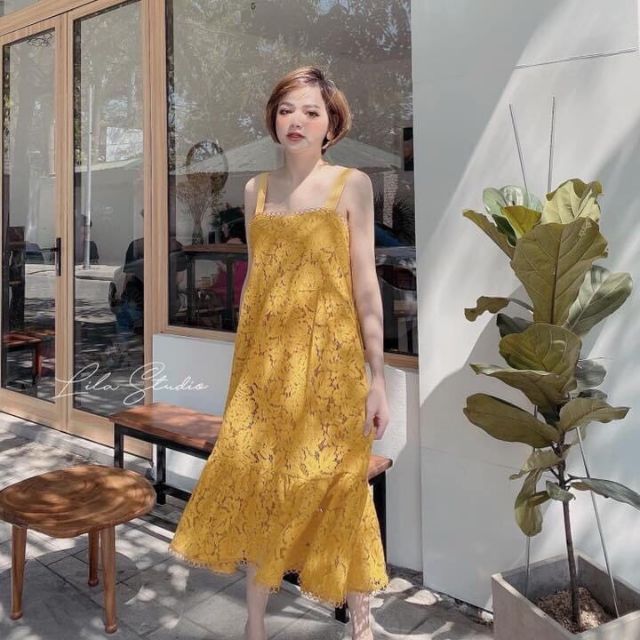 Váy vàng 2 dây nữ