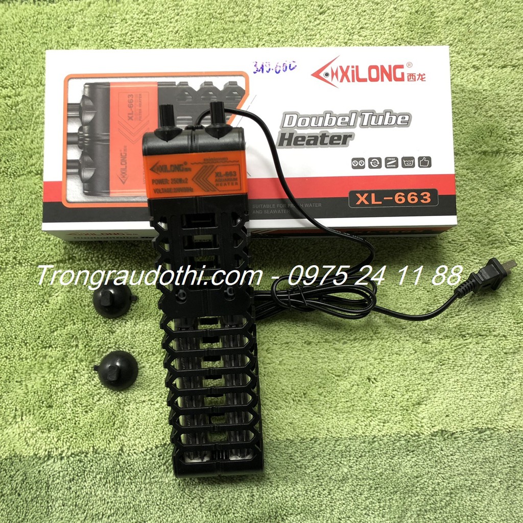 Sưởi hồ cá cao cấp Xilong 500W - 1000W XL-663, có chống bỏng, hàng sịn