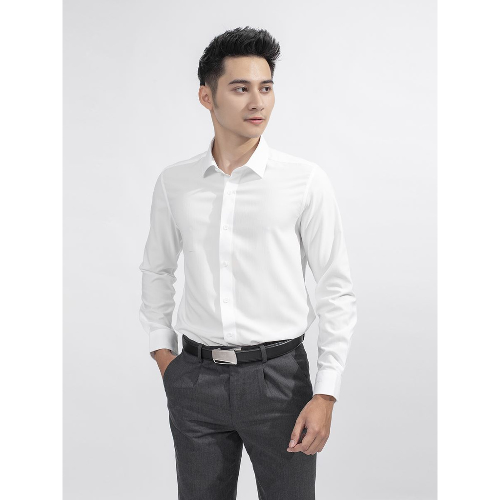Áo Sơ Mi Nam Dài Tay ARISTINO ALS07709 Somi Công Sở Cao Cấp Màu Trắng Sọc Hạt Nổi Vải Nano Dáng Ôm Không Túi | BigBuy360 - bigbuy360.vn