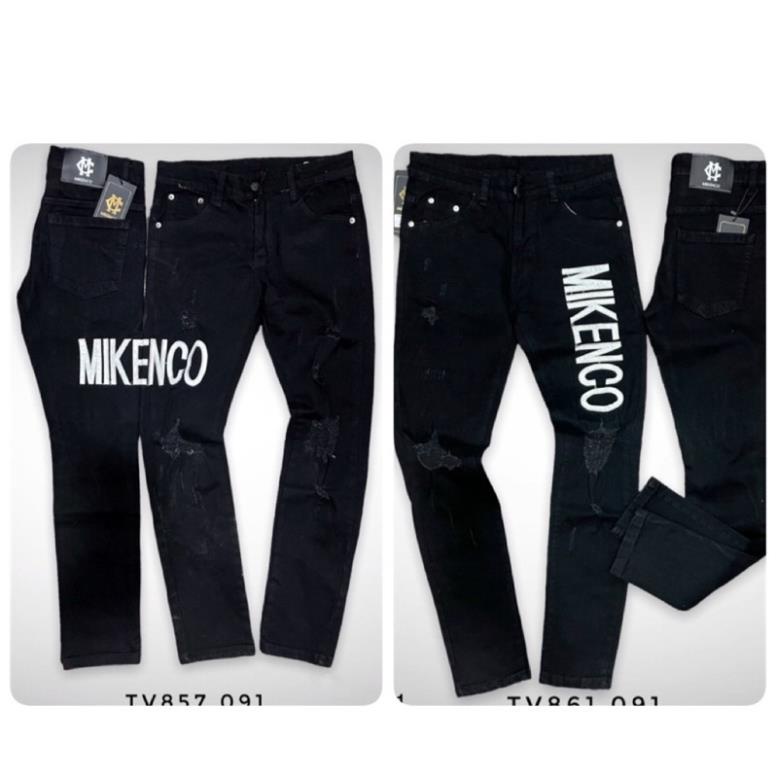 Quần Jean Nam Thêu Chữ MKC Trắng Cao Cấp - Quần Bò Nam Miken Rách Gối Siêu Hot