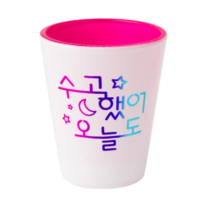 Ly Rượu Soju ARTBOX Hàn Quốc Màu Neon In Hoa Tiết Chữ