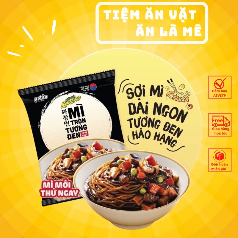 Mì Trộn Tương Đen Paldo Koreno ngon mê ly Tiệm ăn vặt ĂN LÀ MÊ