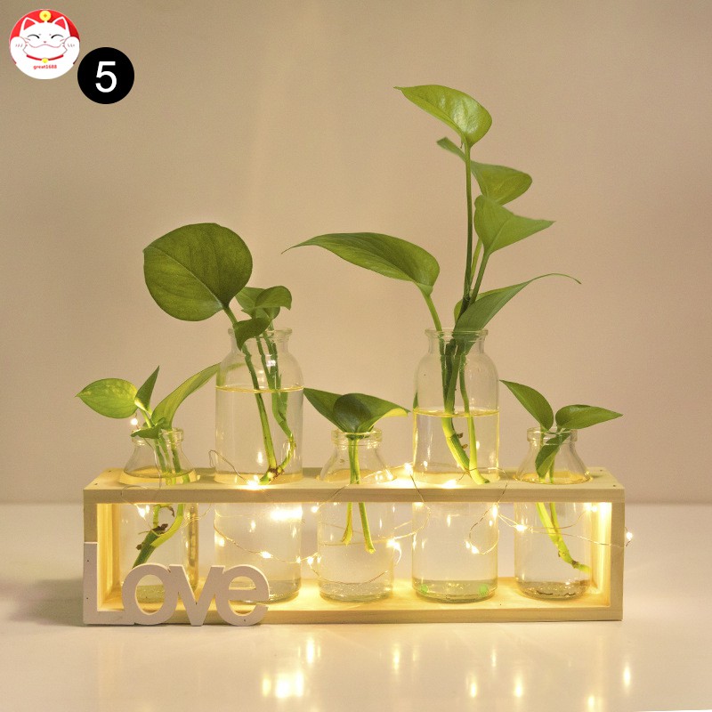 Giá Đỡ Treo Bằng Gỗ Đựng Chậu Thủy Tinh Trồng Cây Thủy Canh Dùng Trang Trí Nhà Cửa