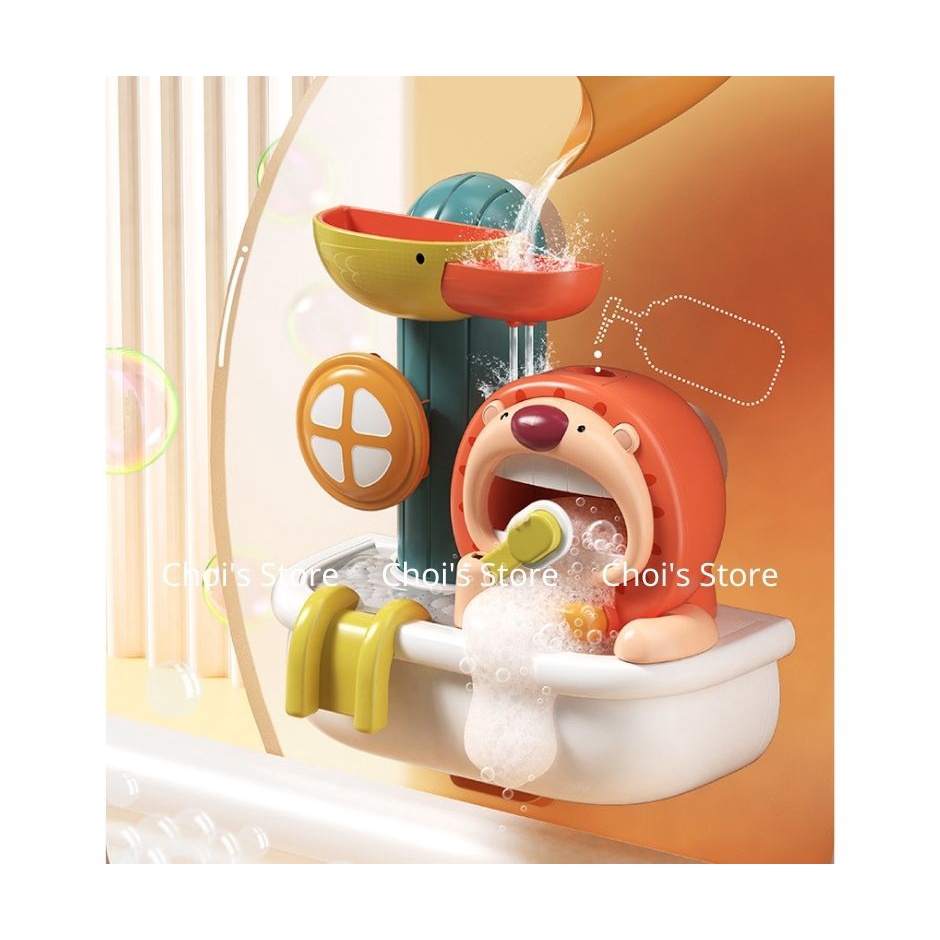Đồ chơi nhà tắm Sư tử xoay nước, đánh răng tạo bọt đáng yêu