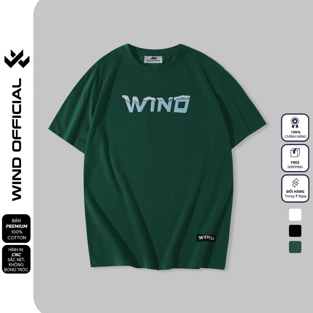 Áo thun tay lỡ unisex WIND phông form rộng 65% Cotton WINTER thời trang nam nữ oversize