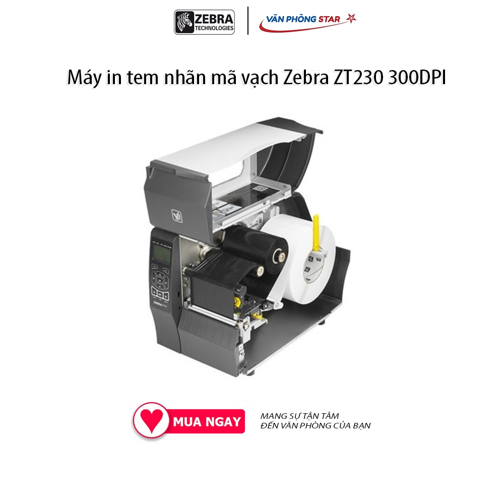 Máy in mã vạch Zebra ZT230 - 300DPI Tốc độ in tối đa 6 inches/giây Bề rộng nhãn tối đa có thể in 110 mm 300 dpi.