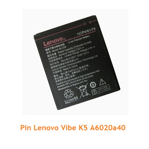 Pin Lenovo Vibe K5 A6020 2750mAh Original Battery - Model: BL259