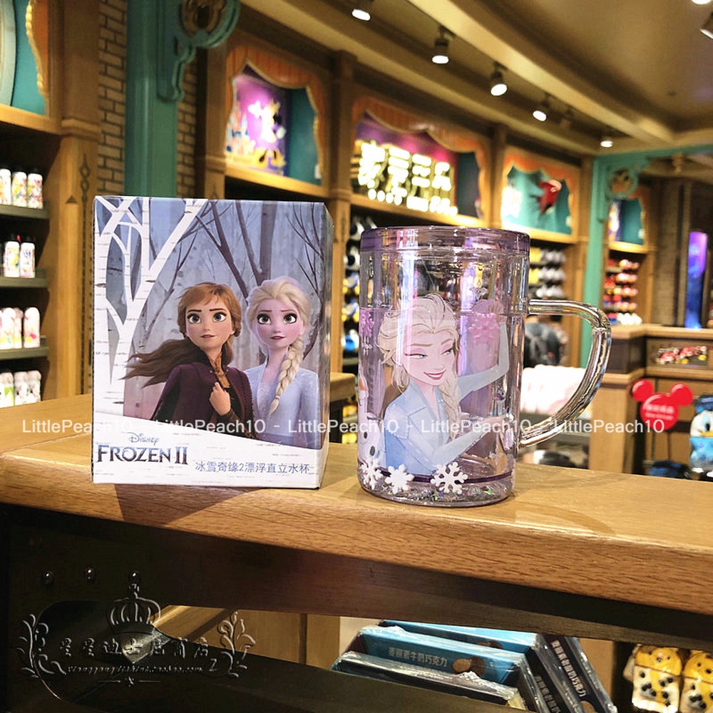 Ly nước Disney 2 lớp thẳng nhũ kim tuyến rơi lung linh Mickey Minnie Frozen Car cho bé trai và gái