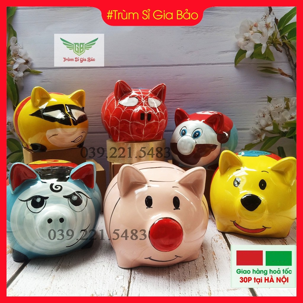 Heo đất tiết kiệm size to cho bé , lợn đất sứ đẹp BÁT TRÀNG , ống heo đựng tiền hoạt hình ngộ nghĩnh độc lạ Tết 2023.
